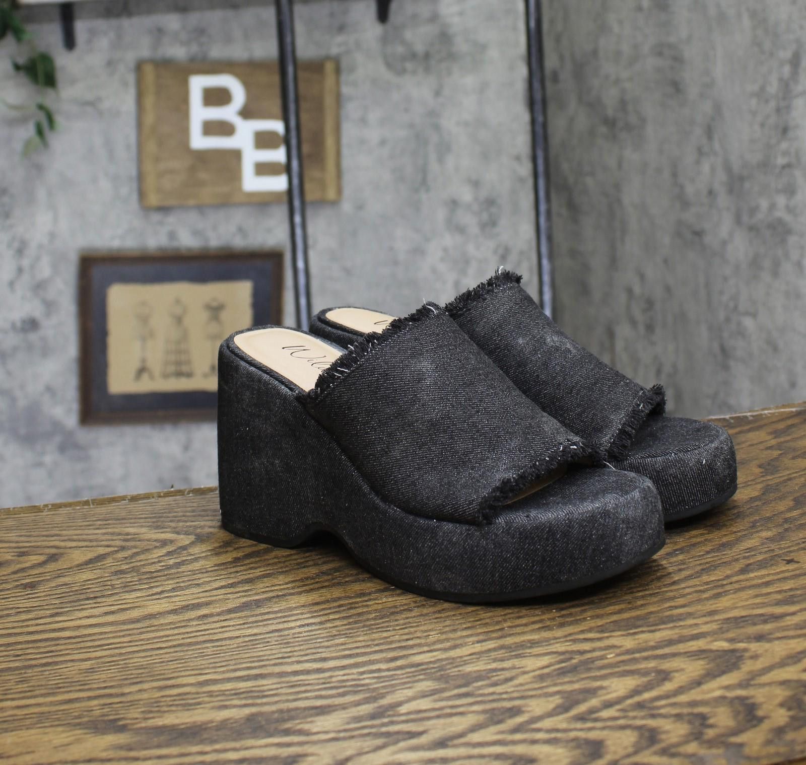 Other Wild Pair Platform Sandals Denim 10020355700 Black Multi 7m Size US 7 / IT 37 - 1 Thumbnail