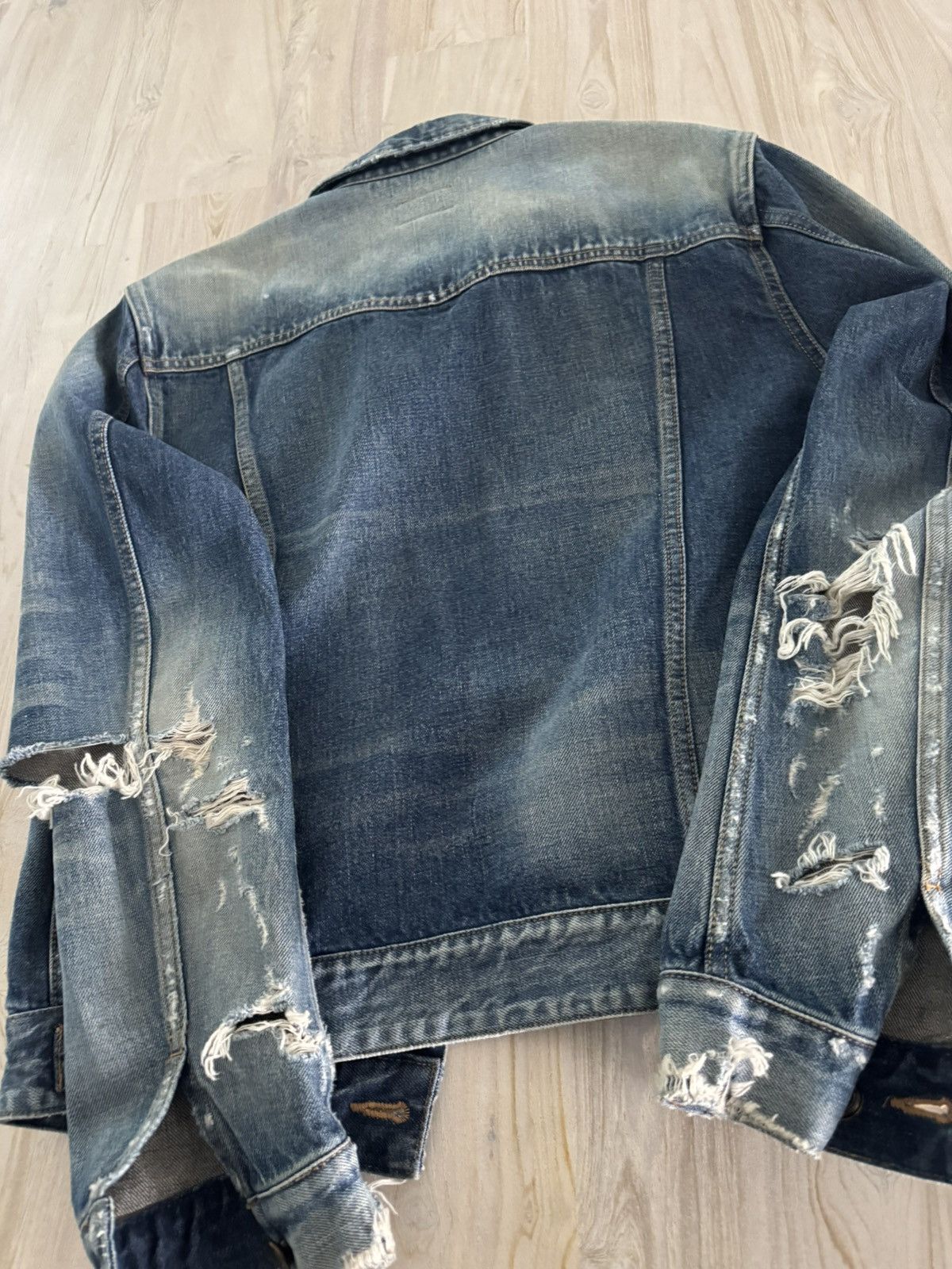 Saint Laurent Paris NWT Saint Laurent Destroyed Denim Jacket Size US M / EU 48-50 / 2 - 8 Thumbnail