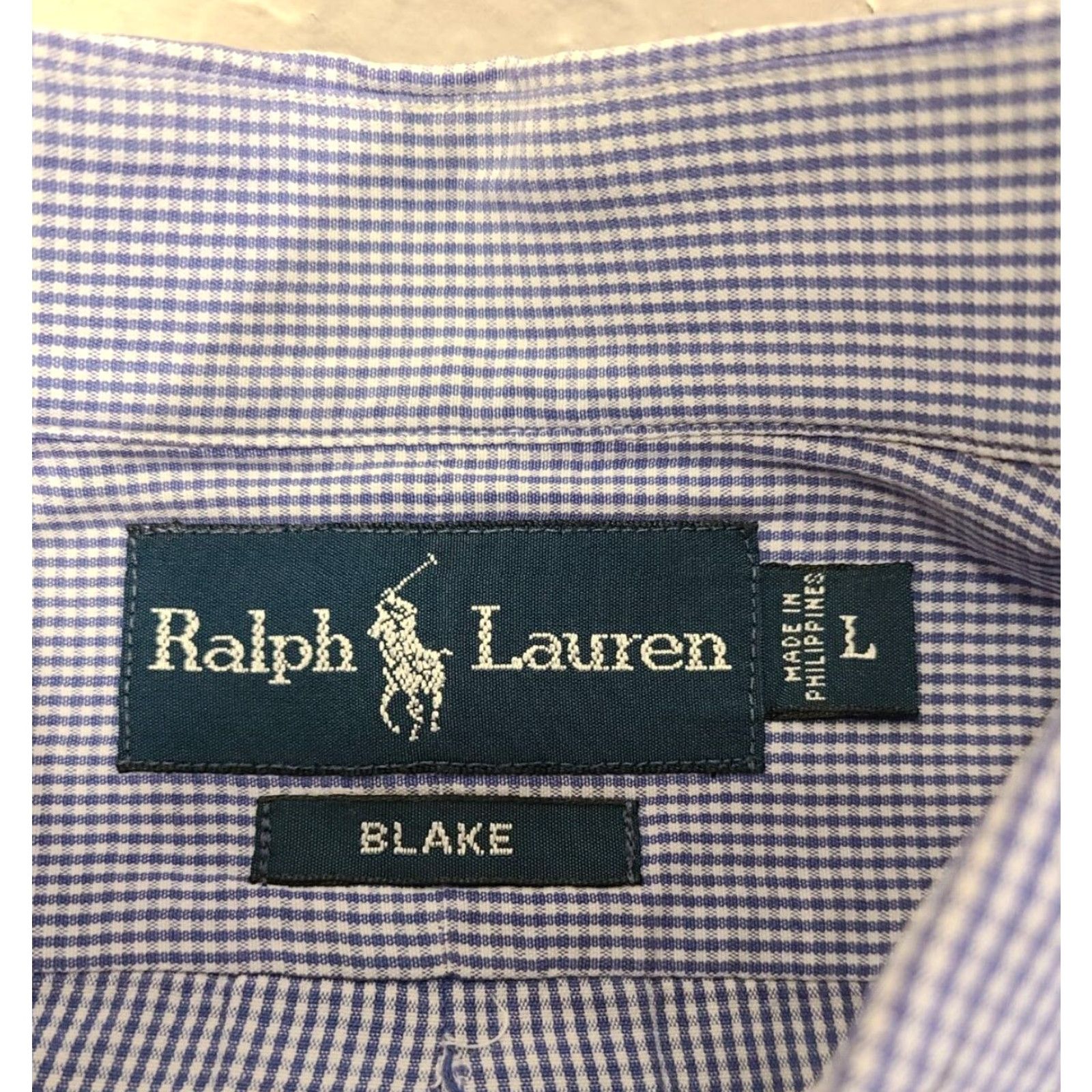 Polo Ralph Lauren Polo Ralph Lauren Shirt Men's Blue Squares L Long Sleeve Button-Down Collar Knit Cotton Embroidered Logo Classic Geometric All Seasons Size US L / EU 52-54 / 3 - 6 Thumbnail