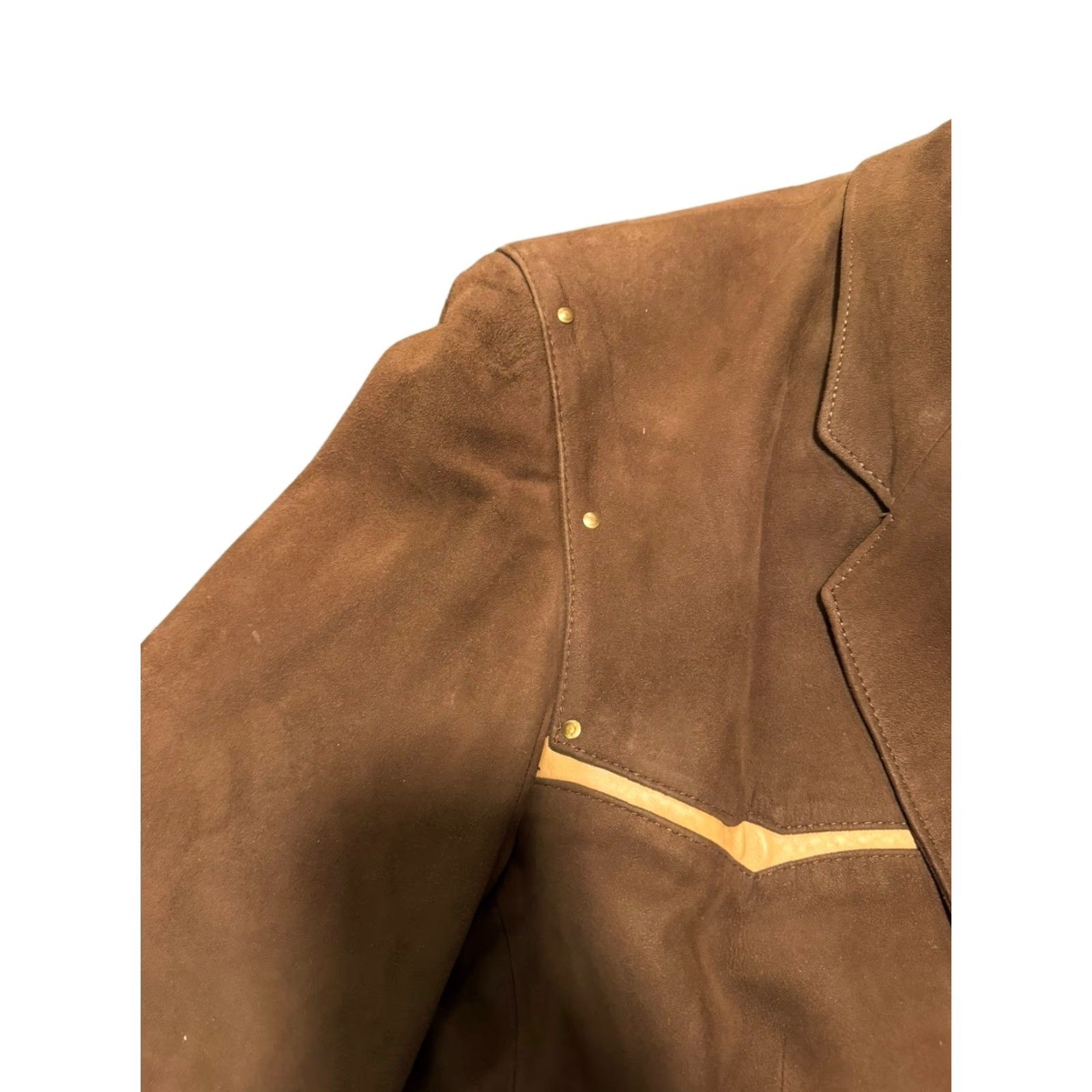 Vintage VINTAGE Cortefiel Spain Men’s Brown Suede Western Double Breasted Blazer Jacket 46 Size 46R - 5 Thumbnail