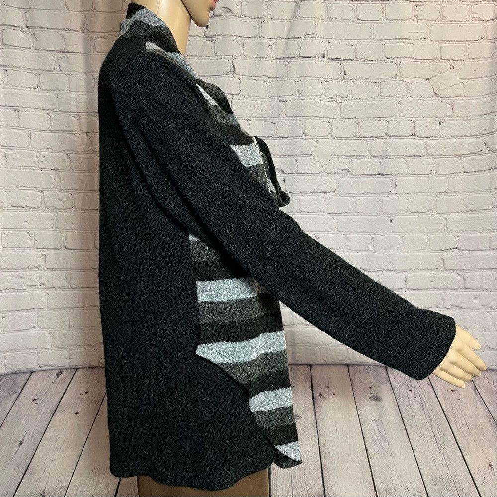 Other Panitti Striped Zip Detail Black Grey Sweater Cardigan Size Size M / US 6-8 / IT 42-44 - 5 Thumbnail