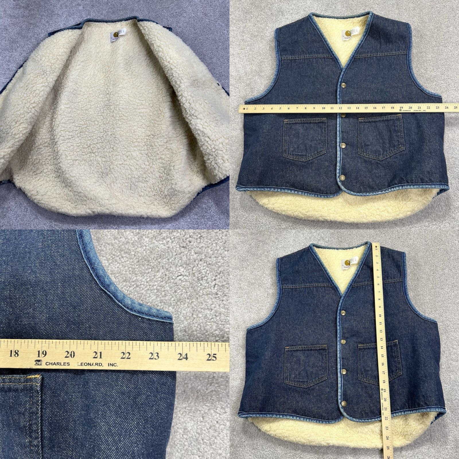 Carhartt VINTAGE Carhartt Denim Jean Vest Men's XL Blue Sherpa Lined Workwear USA 8SV 80s Western Pockets Camouflage? Size US 36 / EU 52 - 8 Thumbnail