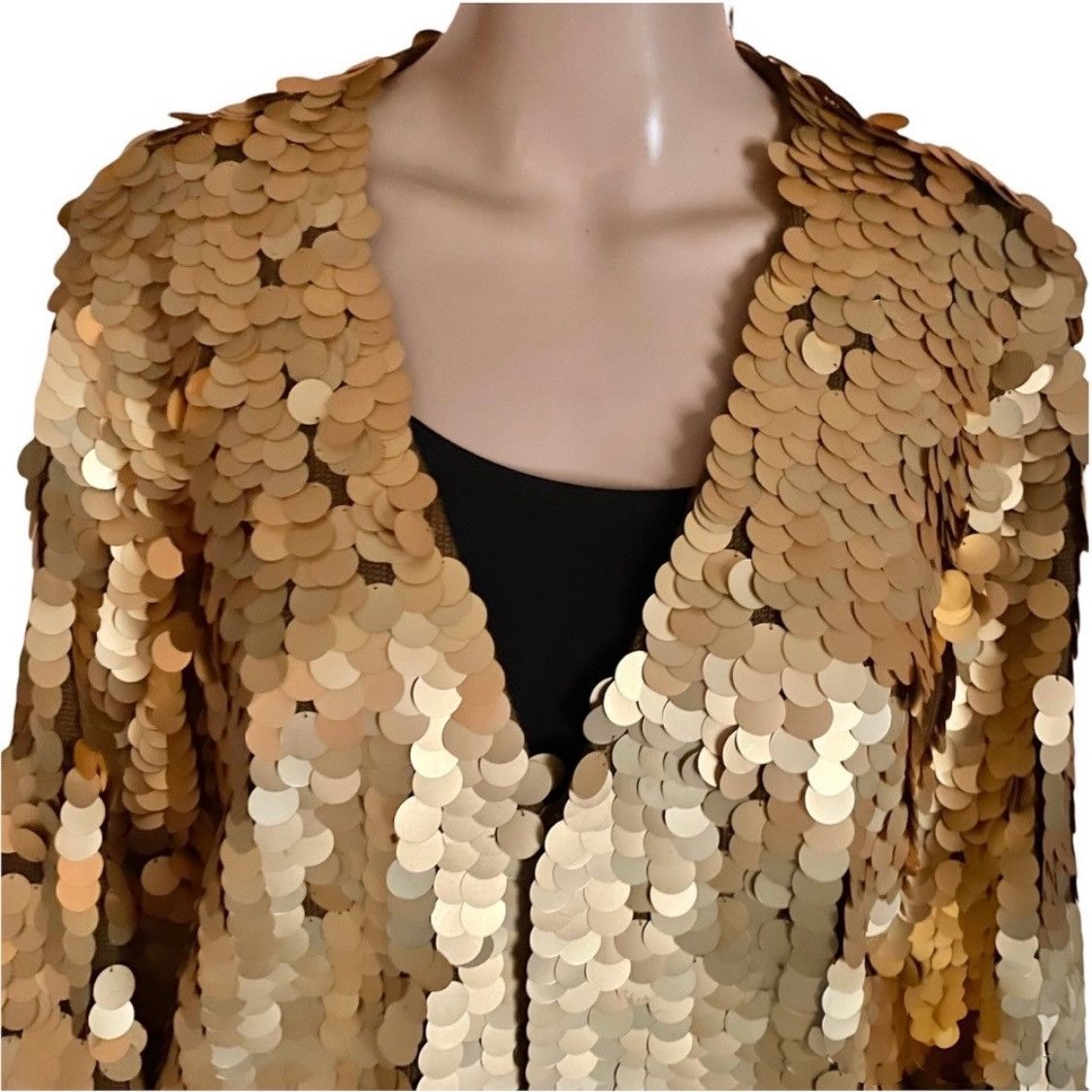 Other Anne Klein gold sequin cashmere blend cardigan sweater Size S / US 4 / IT 40 - 2 Thumbnail