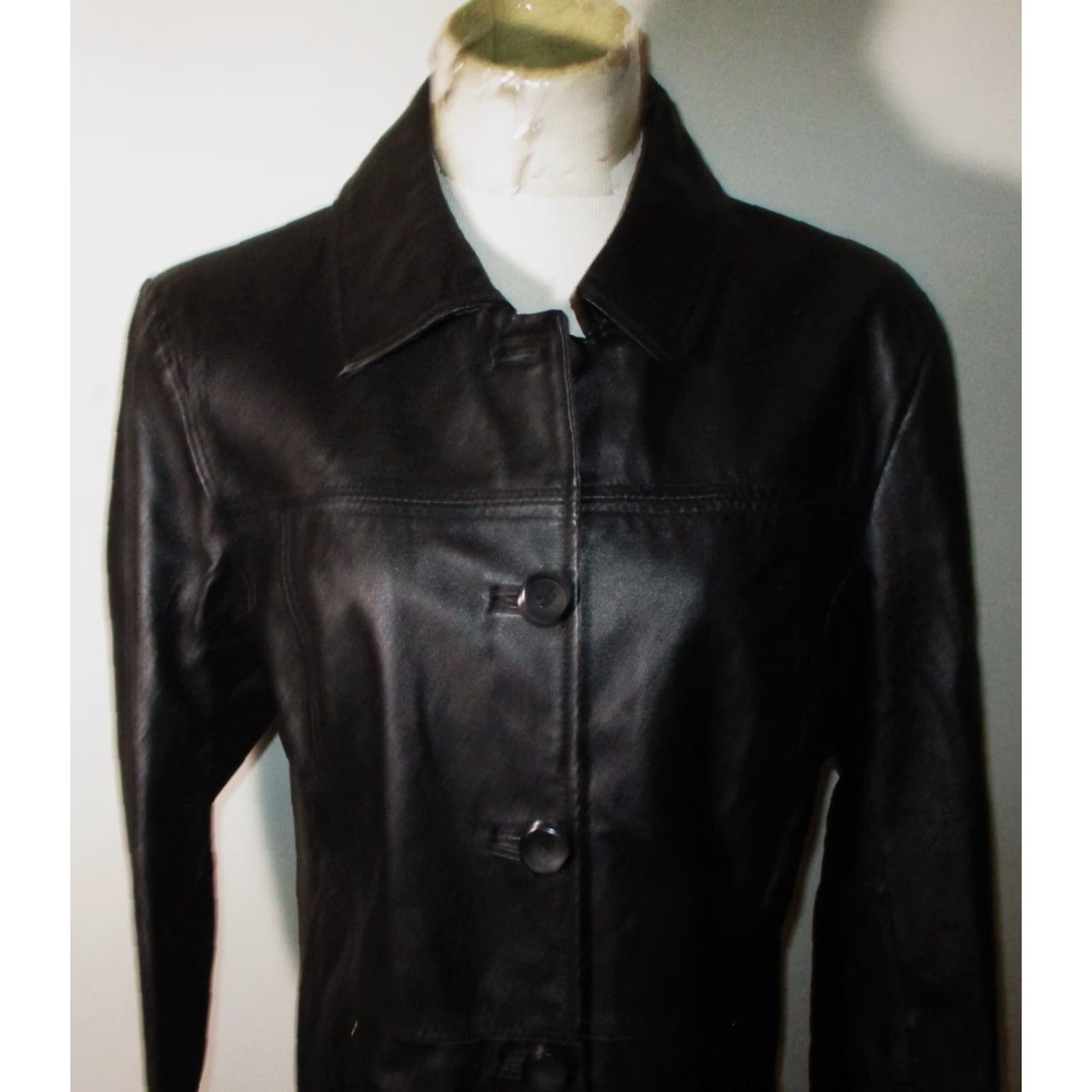 Vintage East 5th Coat Women's Size L Black 100% Leather Button Size L / US 10 / IT 46 - 2 Thumbnail