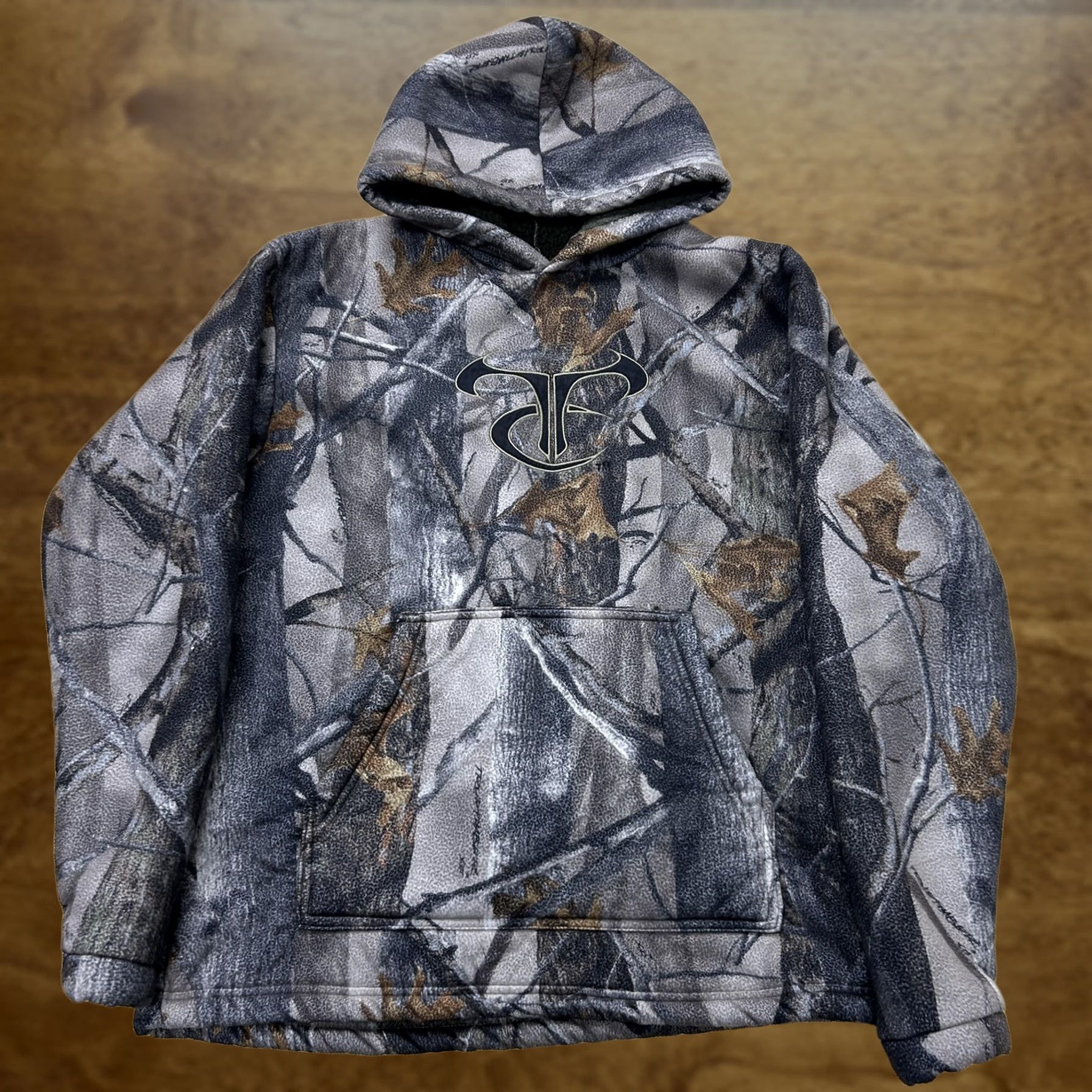 Vintage TrueTimber Hoodie Mens L Gray Camo Fleece Pullover Sherpa Hunting Sweatshirt Size US L / EU 52-54 / 3 - 1 Thumbnail