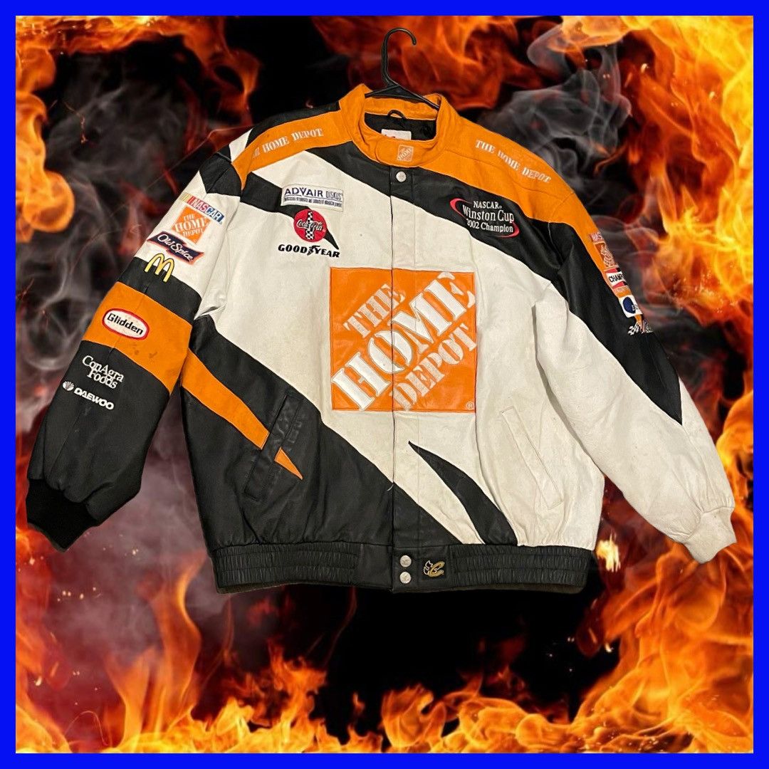 image of Home Depot Leather Nascar Jacket in White, Men's (Size 2XL)