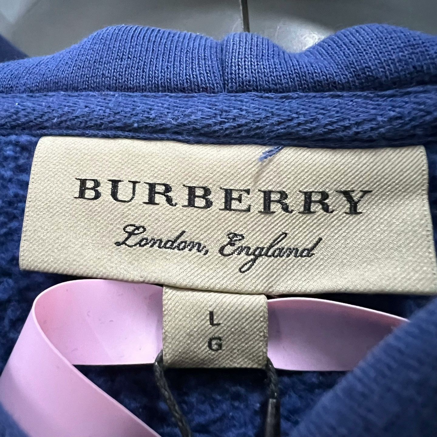 Burberry Burberry Embroidered Logo Blue Hoodie Size US L / EU 52-54 / 3 - 4 Thumbnail