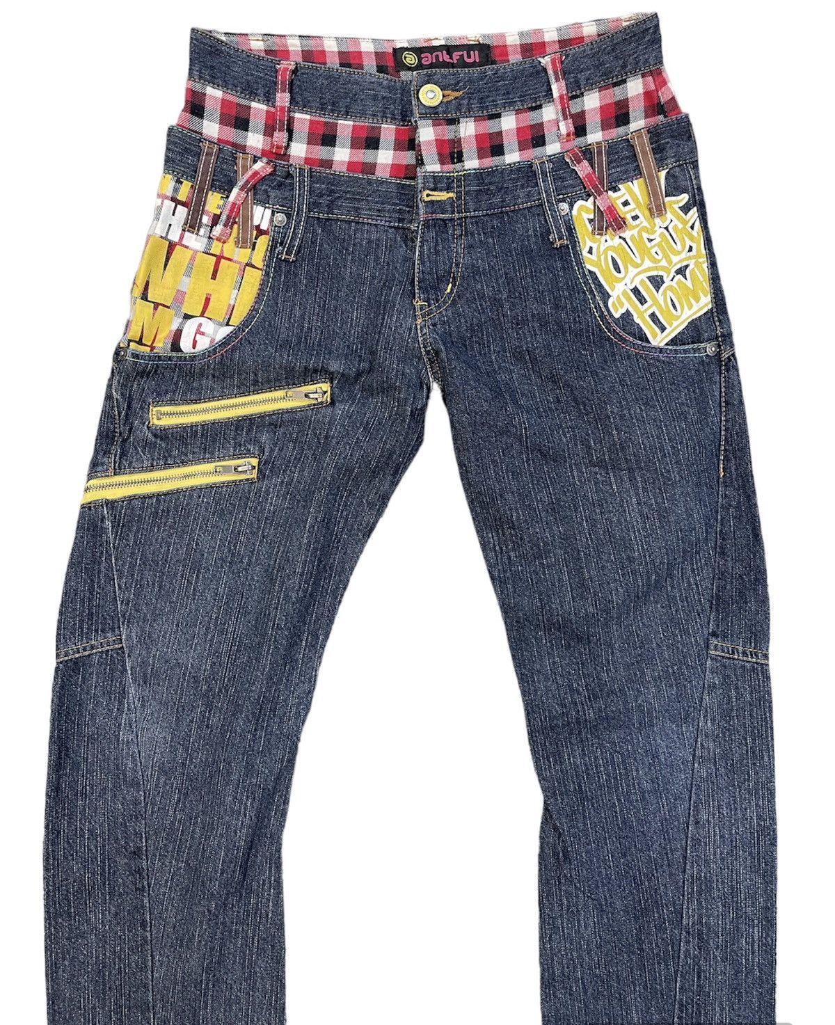 Japanese Brand VINTAGE🔥🔥DOUBLE WAIST RARE ANTFUI PUNK STYLE SIZE 29X30 Size US 29 - 2 Thumbnail