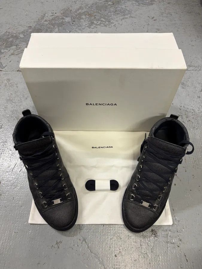 Balenciaga Balenciaga Grey Crackled Effect Leather High-Top Sneakers Size US 10.5 / EU 43-44 - 10 Thumbnail