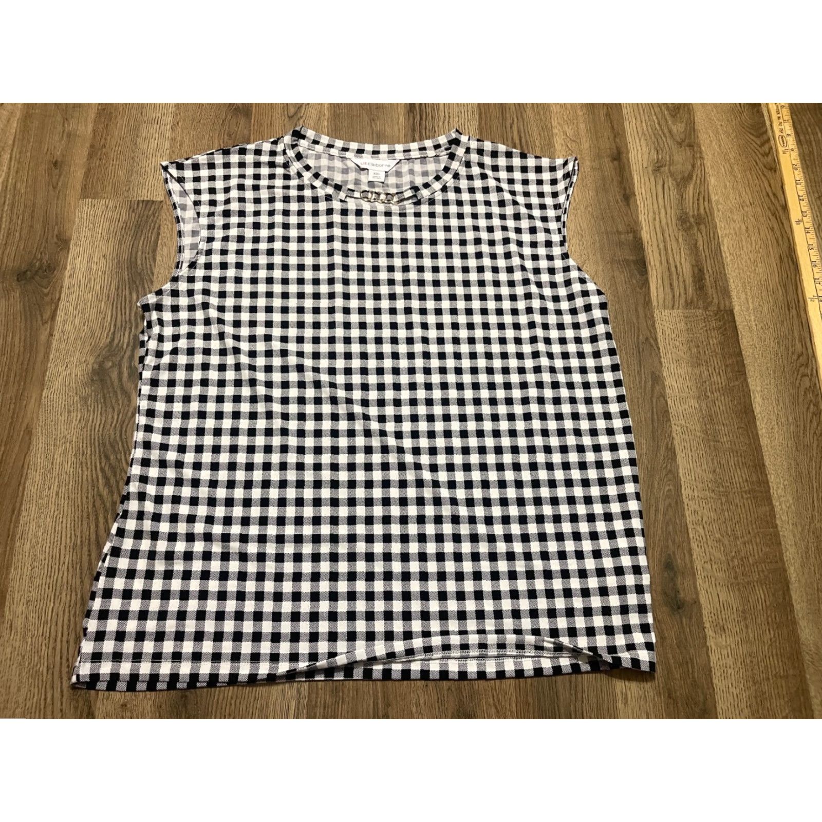 Liz Claiborne Liz Claiborne Tank Top Women's XXL Black White Plaid Sleeveless Casual Modern 2XL Womens Size XXL / US 16-18 / IT 52-54 - 2 Thumbnail