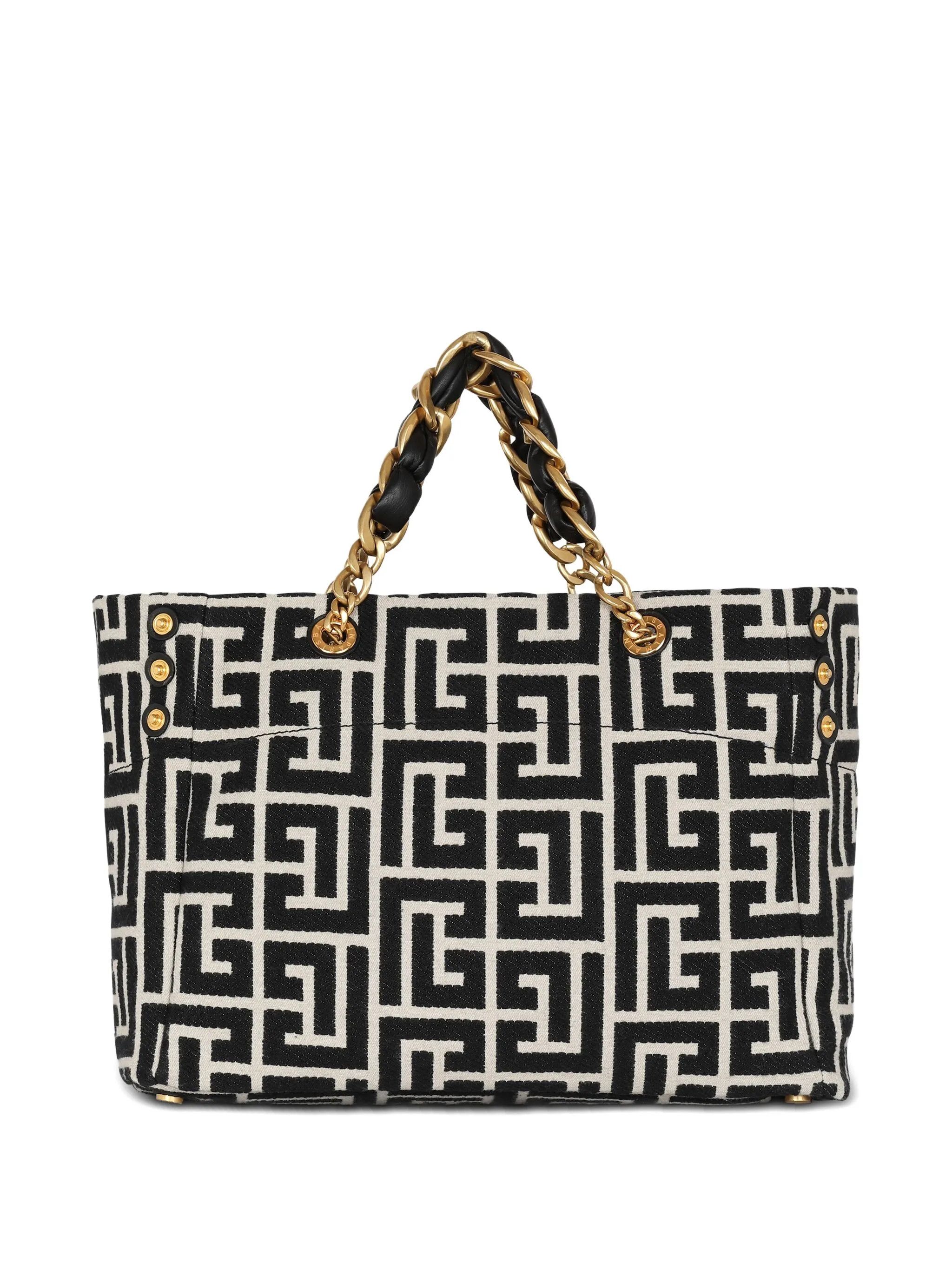 Balmain o1mt1gz0326 Size: OS / Logo Plaque Tote Bag in Black/White Size ONE SIZE - 4 Thumbnail