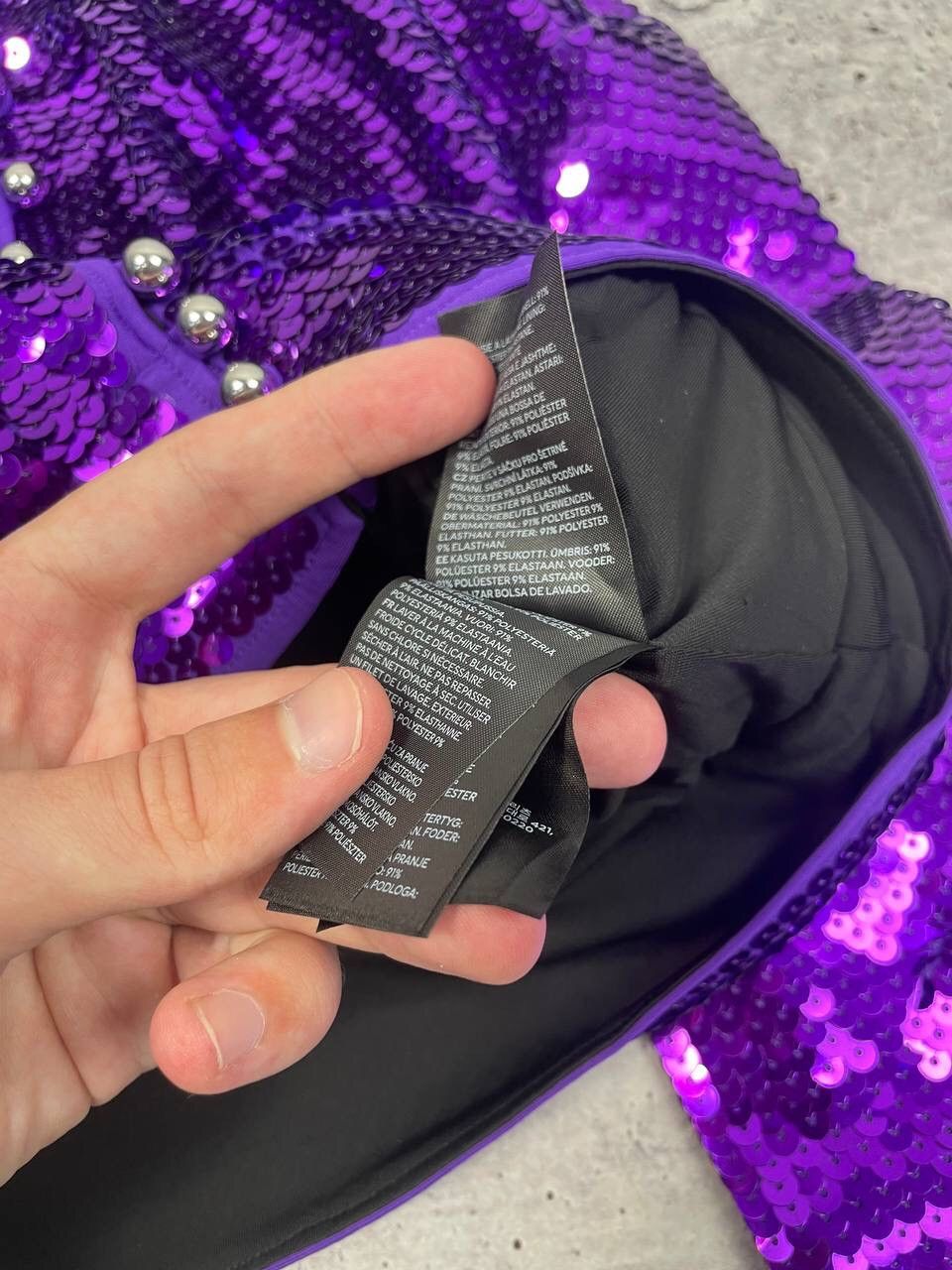 H&M × Paco Rabanne Paco Rabanne H&M Purple Sequined Cropped Top Y2K Size S / US 4 / IT 40 - 9 Thumbnail