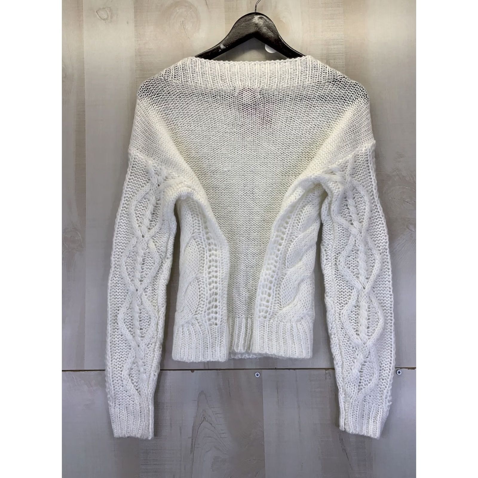 Vintage So Juniors Ivory White Cable Open Knit Boat Neck Sweater XS NWT-10386 Size XS / US 0-2 / IT 36-38 - 7 Thumbnail