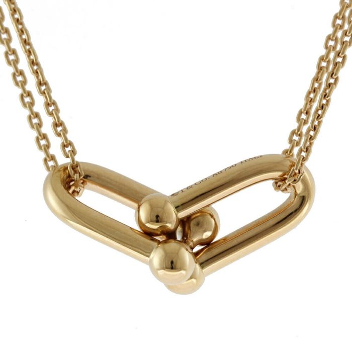 Tiffany & Co. Tiffany Hardware Double Link Necklace 18K K18 Pink Gold ...