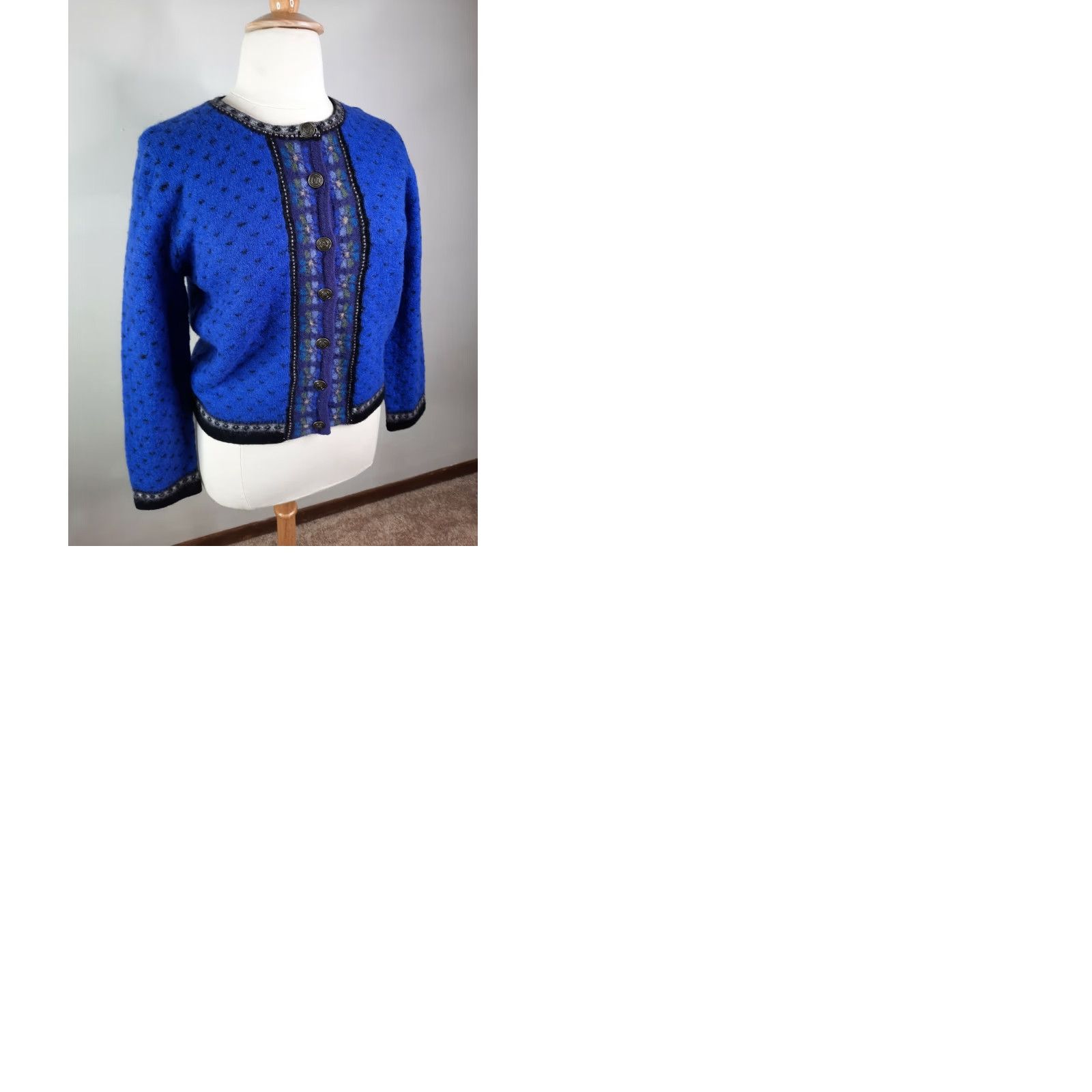 Vintage VINTAGE E ally-iho Cardigan Sweater Wool Button Up Women's L Blue 100% Wool Pollak S2 Size L / US 10 / IT 46 - 9 Thumbnail