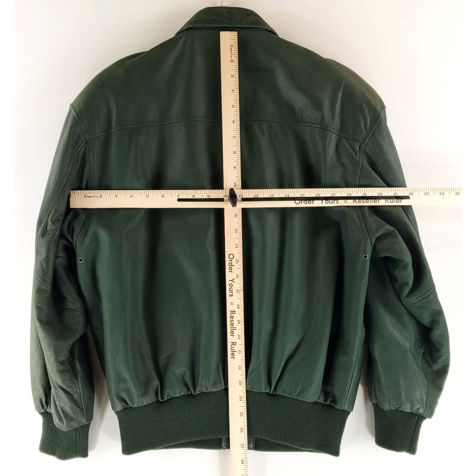 Vintage VINTAGE General Clothing Company Leather Bomber Jacket Green M Mens Revival 90s Scuff on back Size US M / EU 48-50 / 2 - 8 Thumbnail