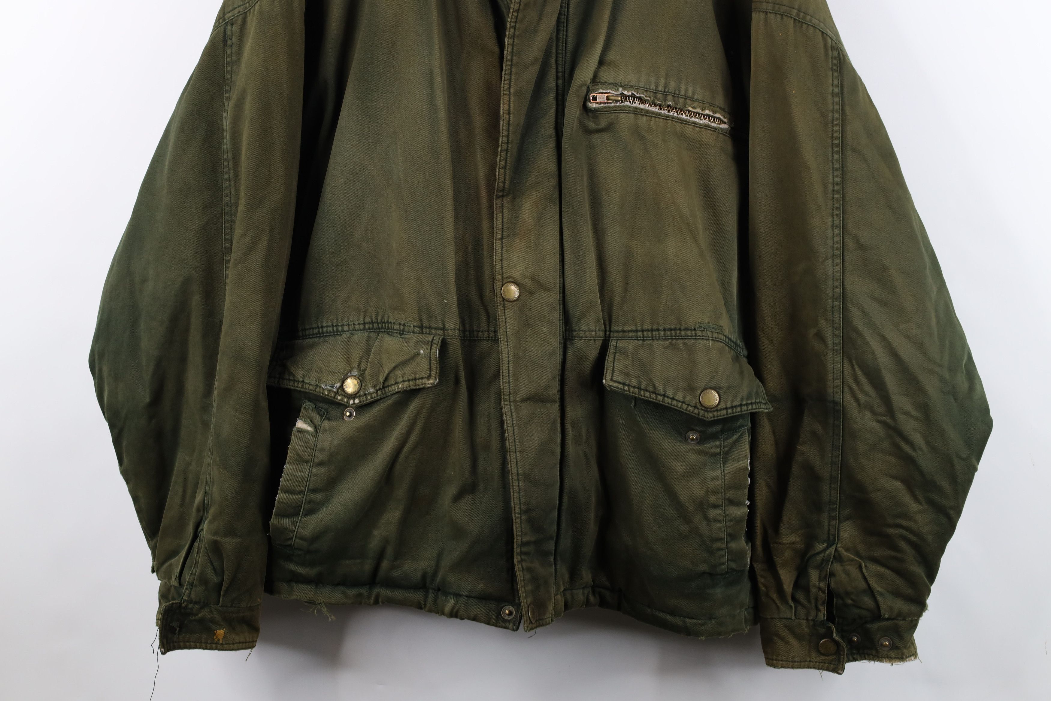 Vintage Vintage 90s Streetwear Flannel Lined Chore Jacket Green Size US XXL / EU 58 / 5 - 3 Thumbnail