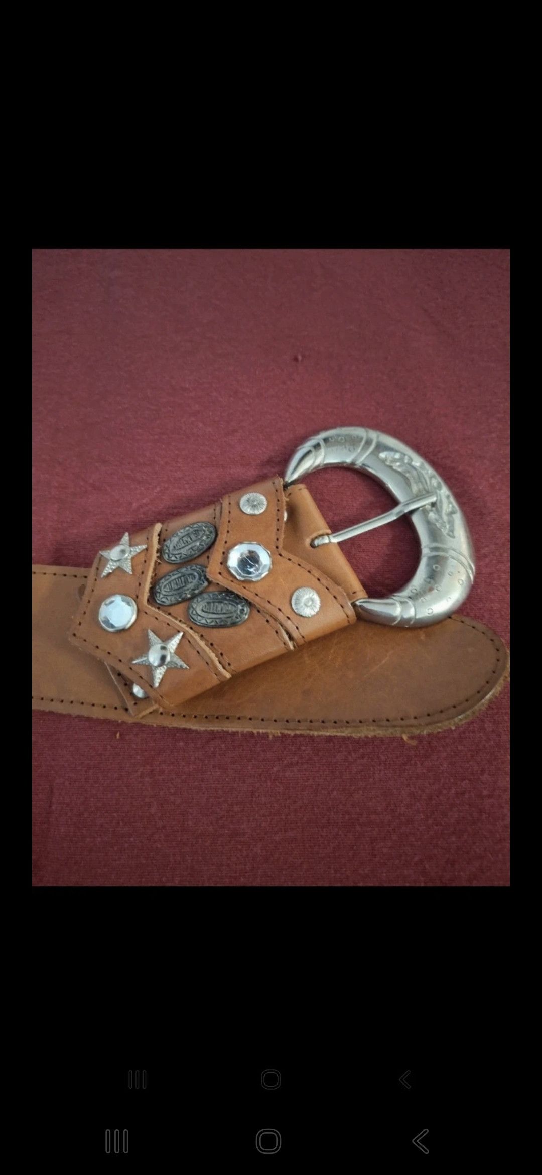 Vintage Vintage 90s Western Leather Belt Cowboy Buckle Size ONE SIZE - 2 Thumbnail