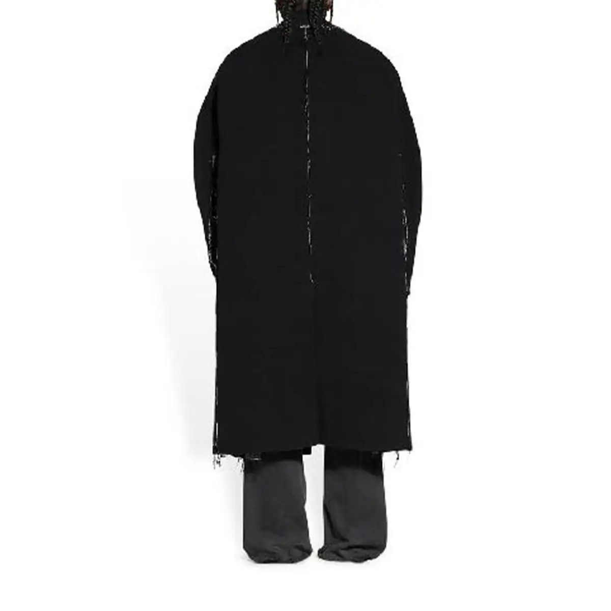 Balenciaga o1mt1gz0924 Raw Edge Coat in Black Size US L / EU 52-54 / 3 - 3 Thumbnail