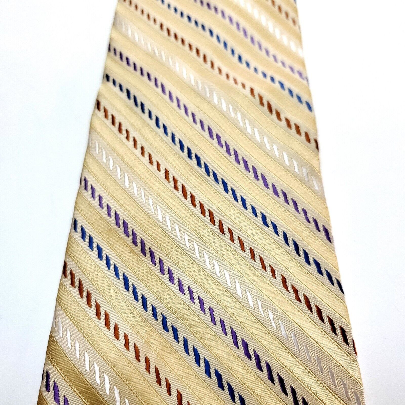 Other Ferucci Silk Tie Woven Yellow Woven Multi-Colored Striped Size ONE SIZE - 2 Thumbnail