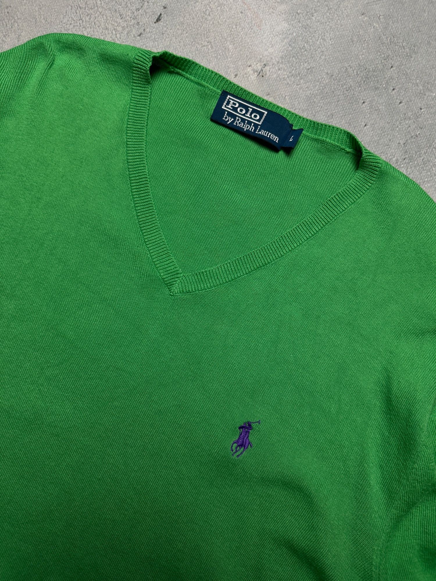 Polo Ralph Lauren Polo Ralph Lauren Green V-Neck y2k Sweater Purple Pony 90s Size US L / EU 52-54 / 3 - 2 Thumbnail