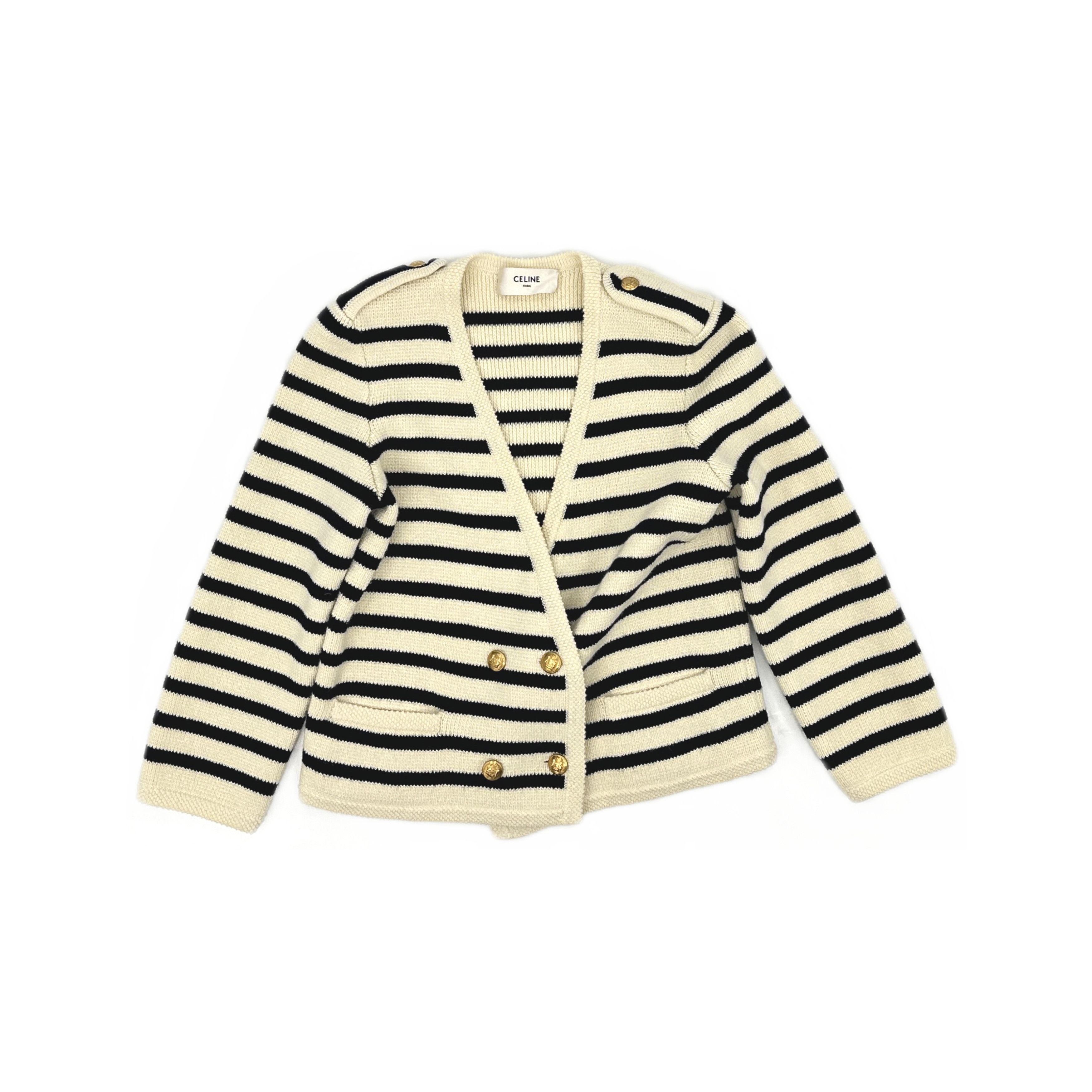 Celine CELINE Striped Wool Blend Cardigan Size S Size S / US 4 / IT 40 - 1 Thumbnail