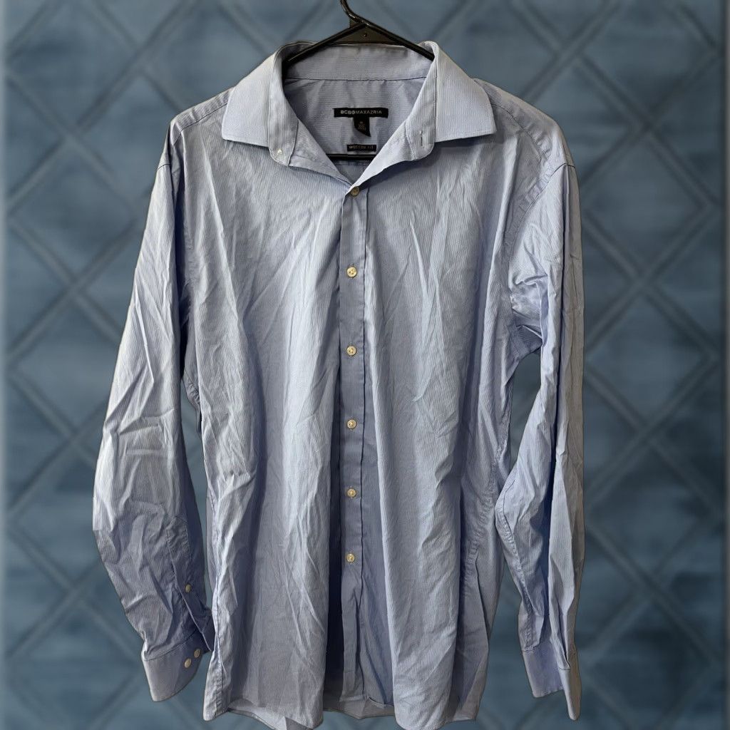 Bcbgmaxazria BCBGMAXAZRIA Shirt Men's Blue 15.5-32/33 Medium Slim Fit Button-Up Long Sleeve Knit Cotton Modern 90s? Size US M / EU 48-50 / 2 - 1 Thumbnail