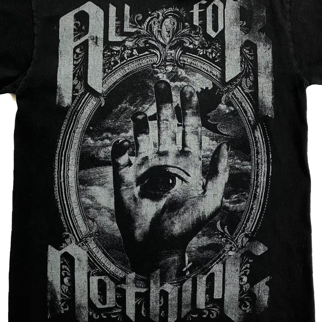 Fruit Of The Loom All For Nothing Graphic Black T-Shirt Medium Mens Shirt Graphic Print Front Black 90s Punk Metalcore Band VG378 Size US M / EU 48-50 / 2 - 4 Thumbnail