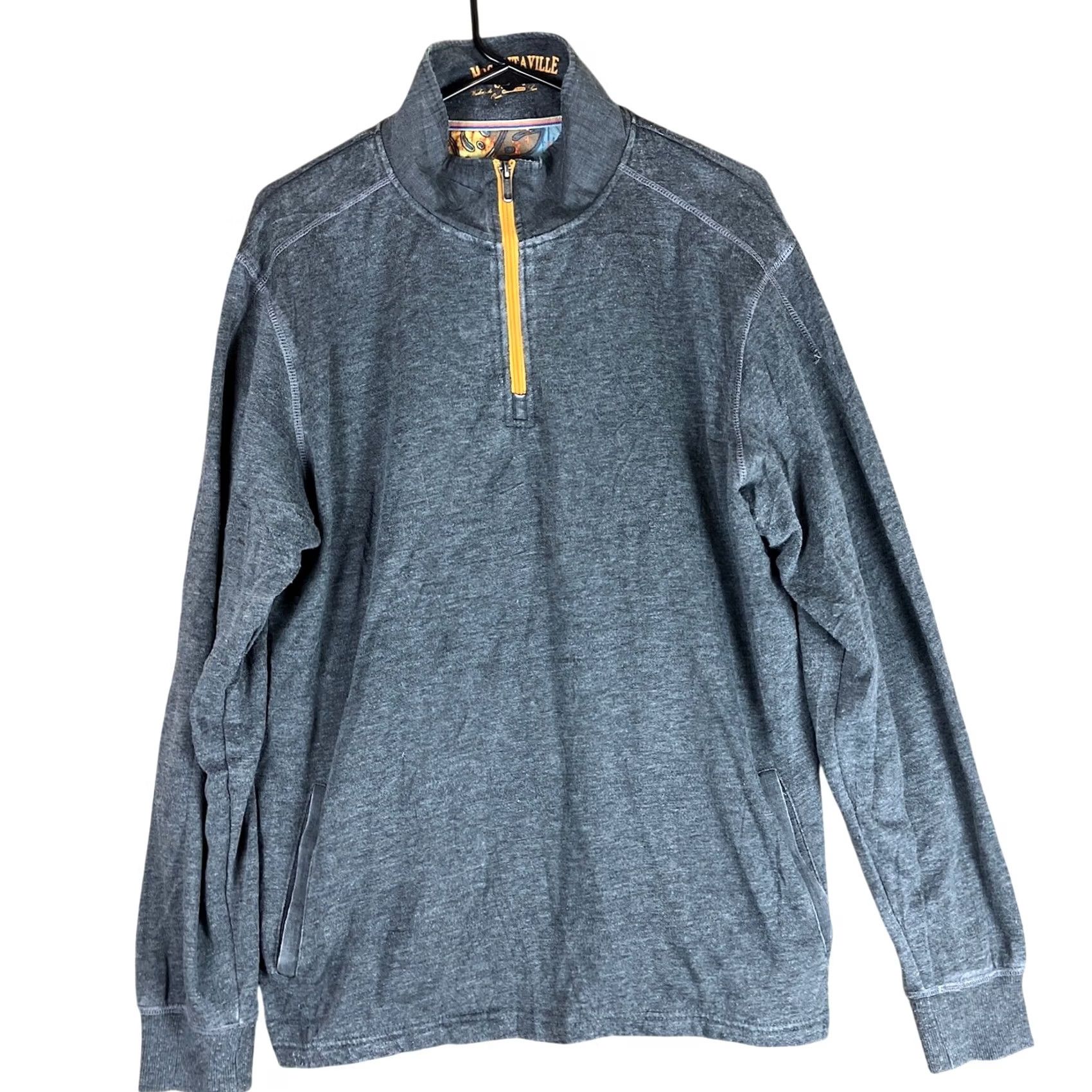 Vintage Margaritaville Mens Sweater Charcoal Gray 1/4 Zip Long Sleeve Large Size US L / EU 52-54 / 3 - 2 Thumbnail