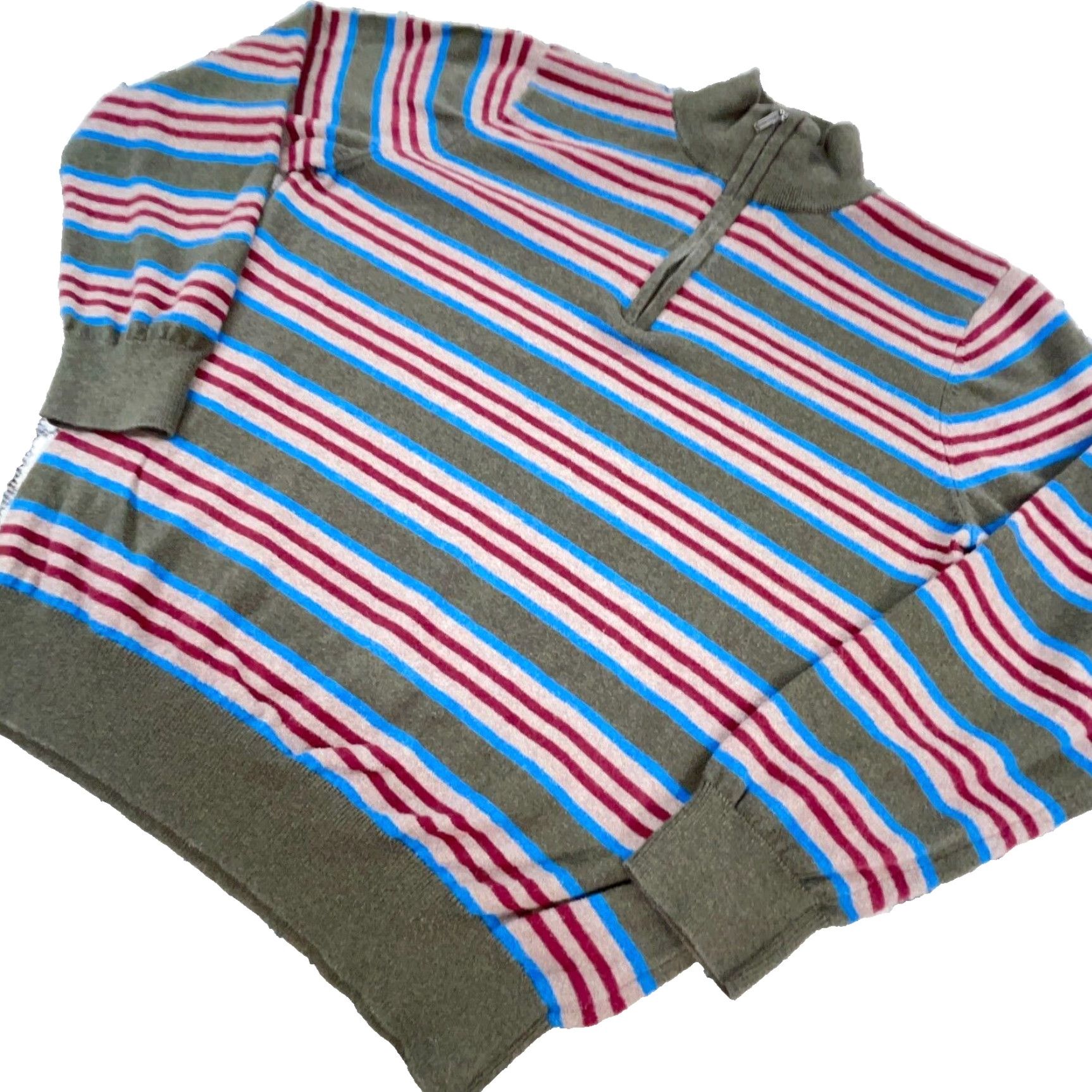 Vintage LL Bean Sweater Men Medium Brown Red Pullover Quarter Zip Striped Soft Knit Slim Knitwear 1/4 Zip Fall Winter Casual Modern Golf Walking Mens Size US M / EU 48-50 / 2 - 2 Thumbnail