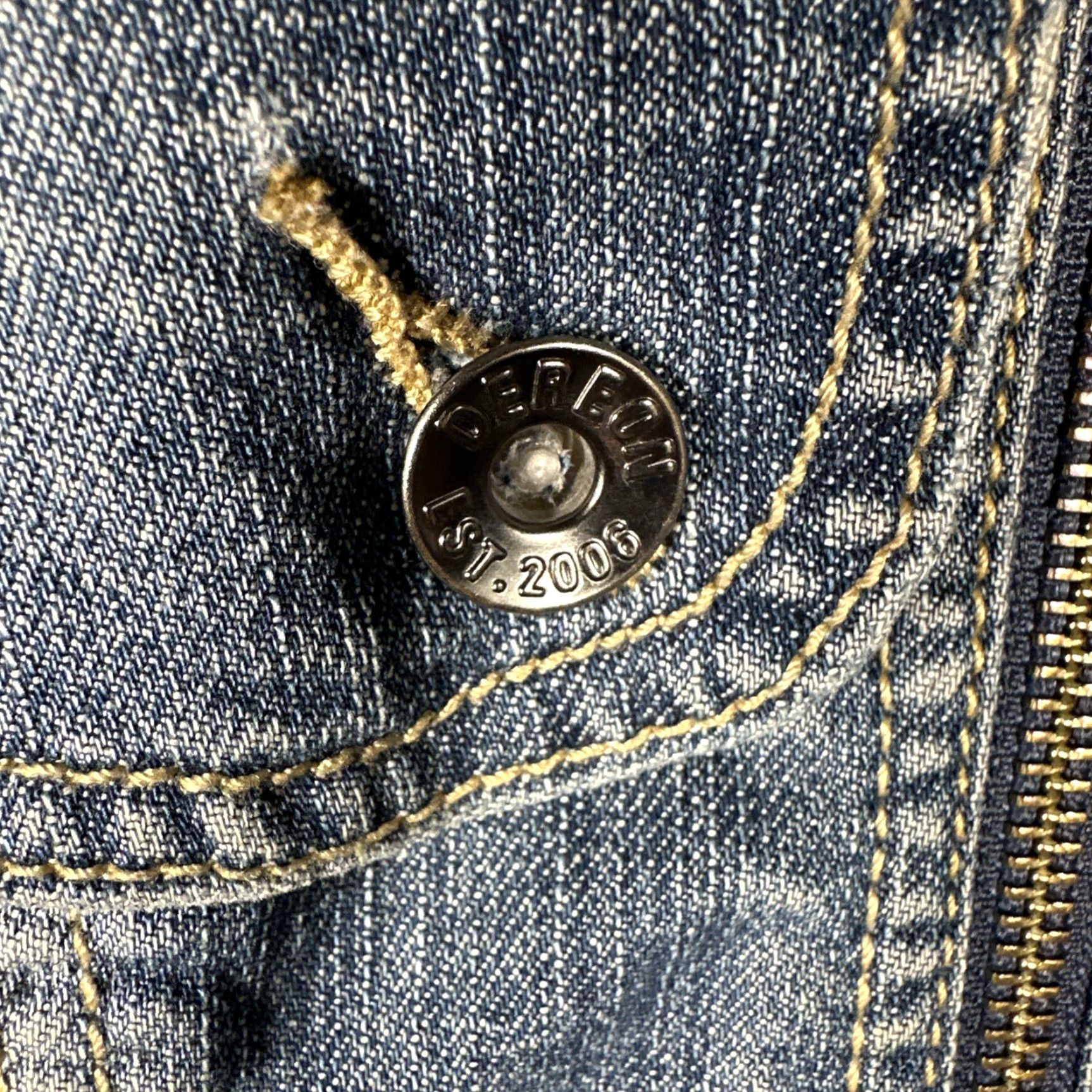 Denime Y2K Dereon Jean Jacket Womens Large Denim Zip Button Up Beyoncé Boho Shirt Womens L Denim Jacket 90s Bohemian Shirts Men? Size 36" / US 14 / IT 50 - 4 Thumbnail