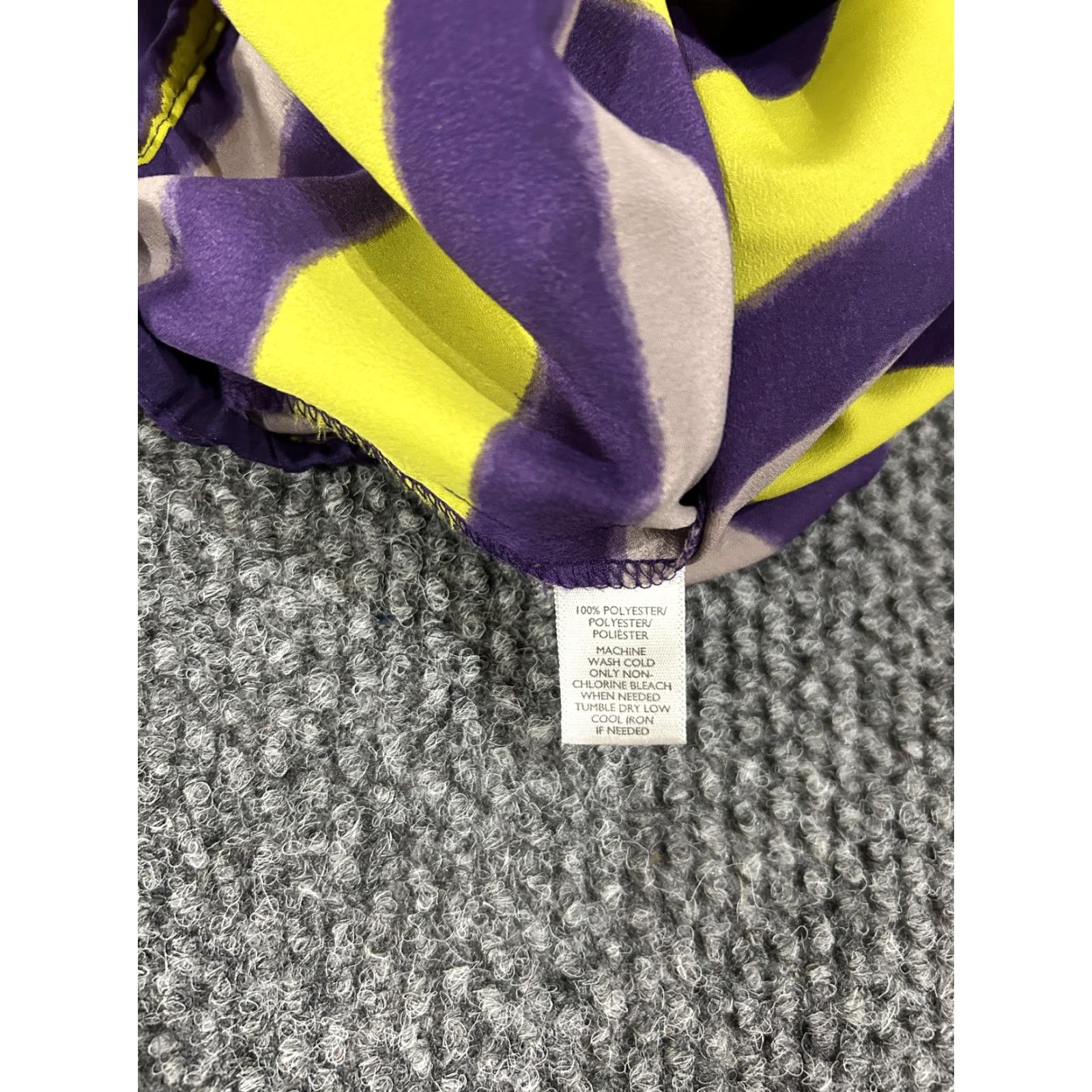 Loft LOFT Shirt Womens Medium Yellow Purple Stripe Blouse Top 100% Polyester Casual Size M / US 6-8 / IT 42-44 - 7 Thumbnail