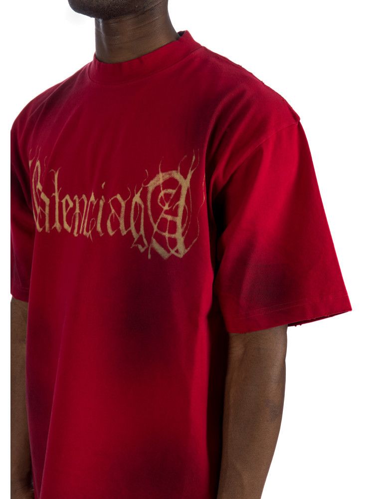 Balenciaga o1mt1gz1024 Heavy Metal Fit T-Shirt in Red Size US M / EU 48-50 / 2 - 5 Thumbnail