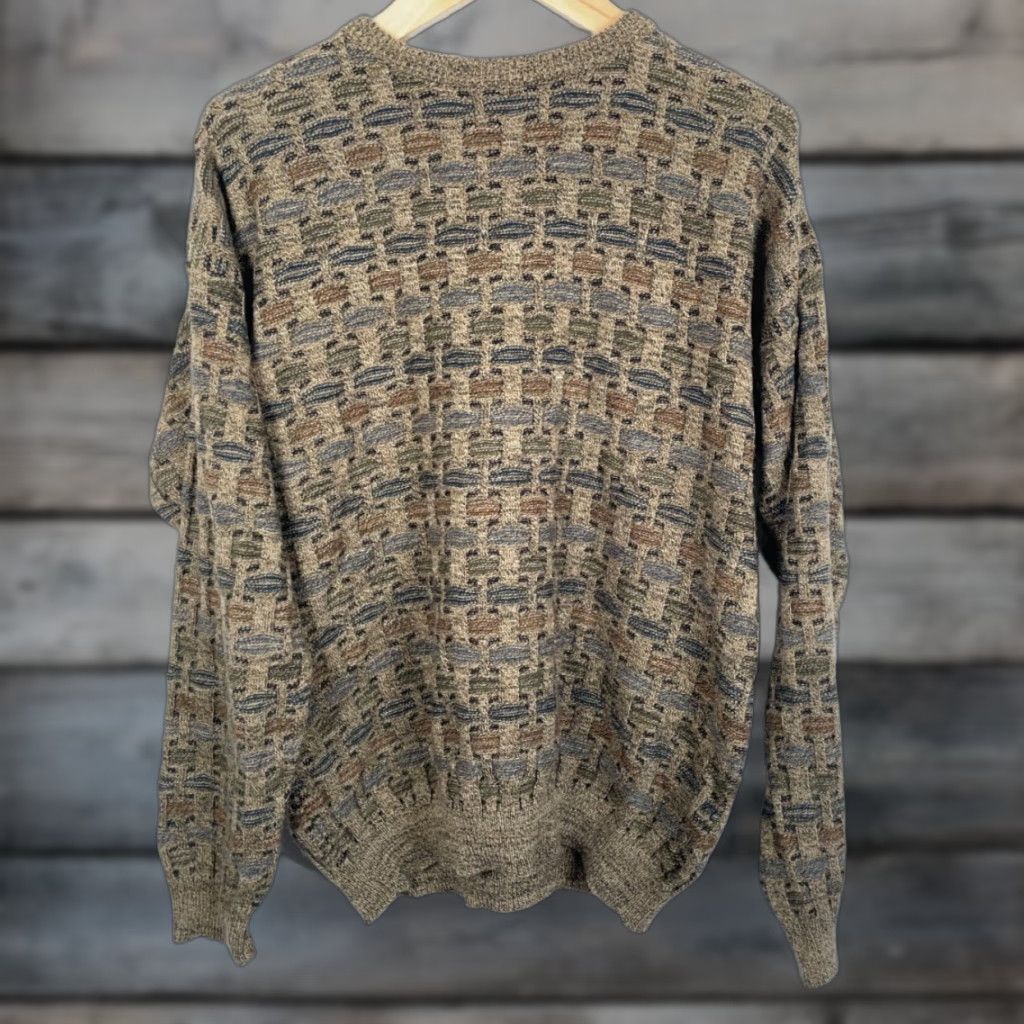 Haggar Haggar Sweater Knit Crewneck Textured Check 90s Dad Style Large Brown Green Size US L / EU 52-54 / 3 - 1 Thumbnail
