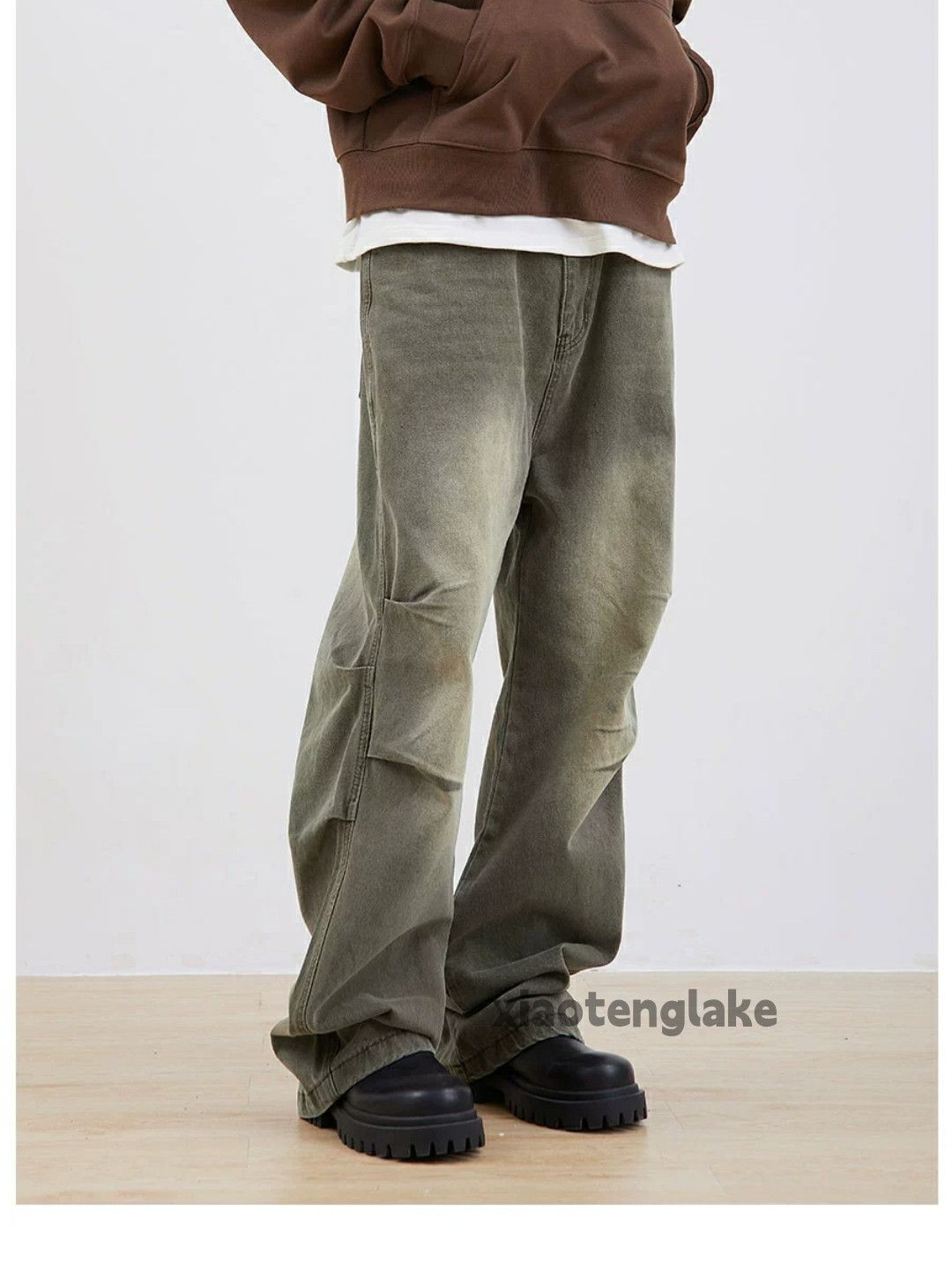 Jean × Vintage washed faded cleanfit skate hiphop loose pleated jeans Size US 32 / EU 48 - 4 Thumbnail