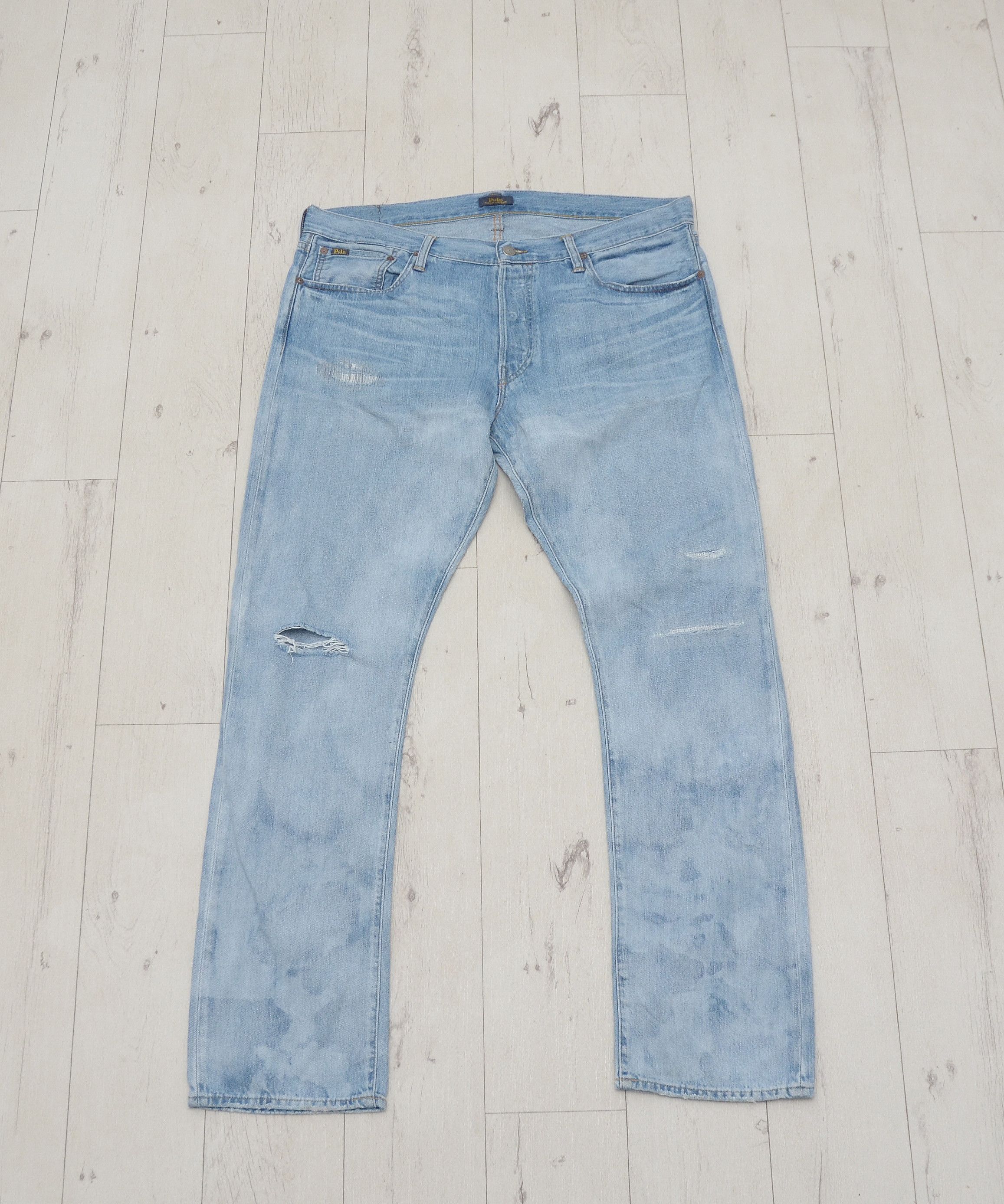 Polo Ralph Lauren × Ralph Lauren Polo Ralph Lauren Slim Distressed Wash Denim Jeans W36 L32 Size US 36 / EU 52 - 1 Thumbnail