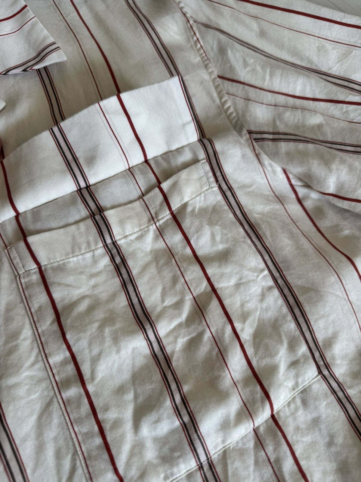 Dries Van Noten Dries van Noten Striped Shirt Camp Collar Red Size US XL / EU 56 / 4 - 5 Thumbnail