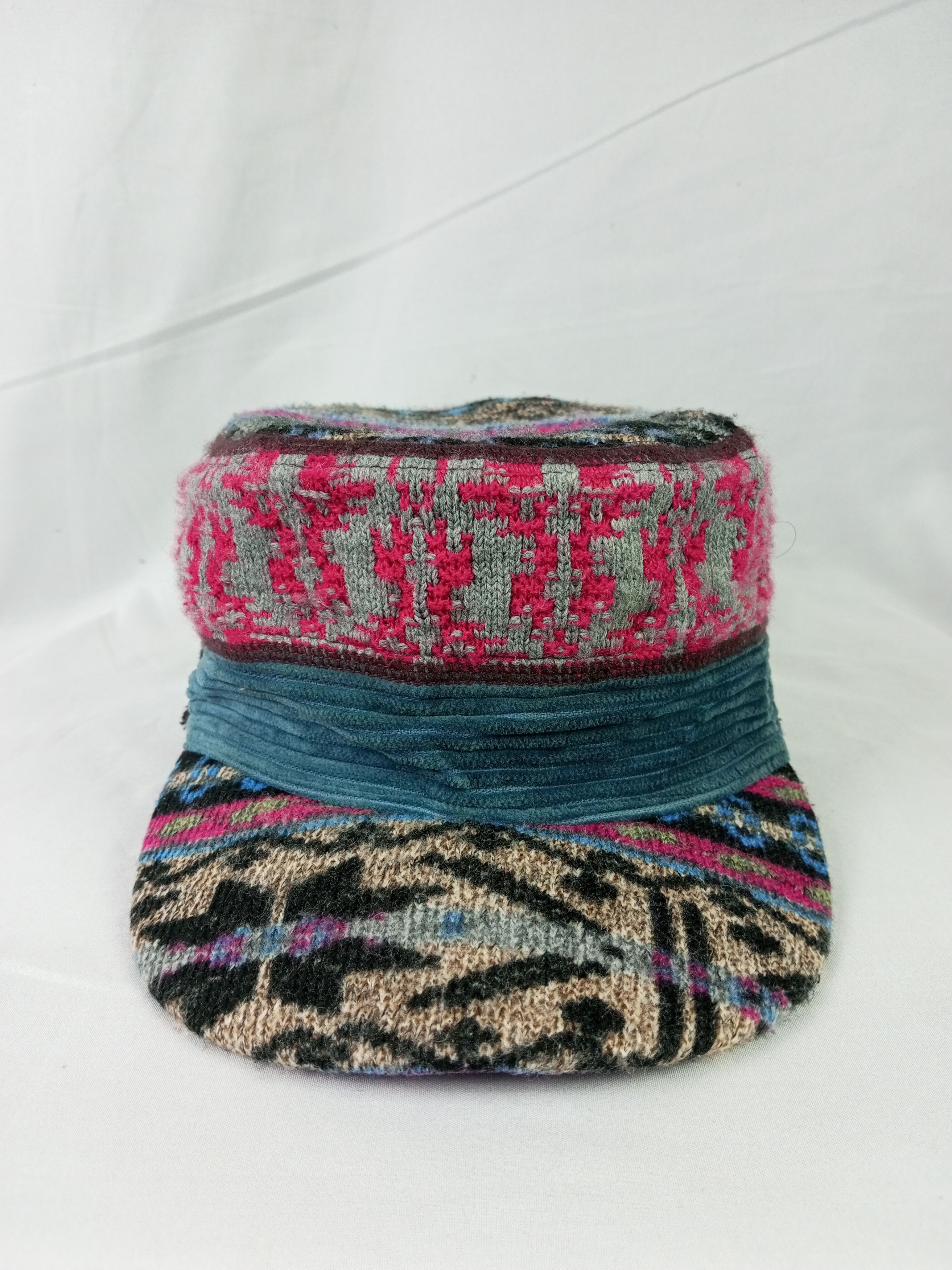 Vintage Patchwork Coduroy Cadet Style Cap Hat
