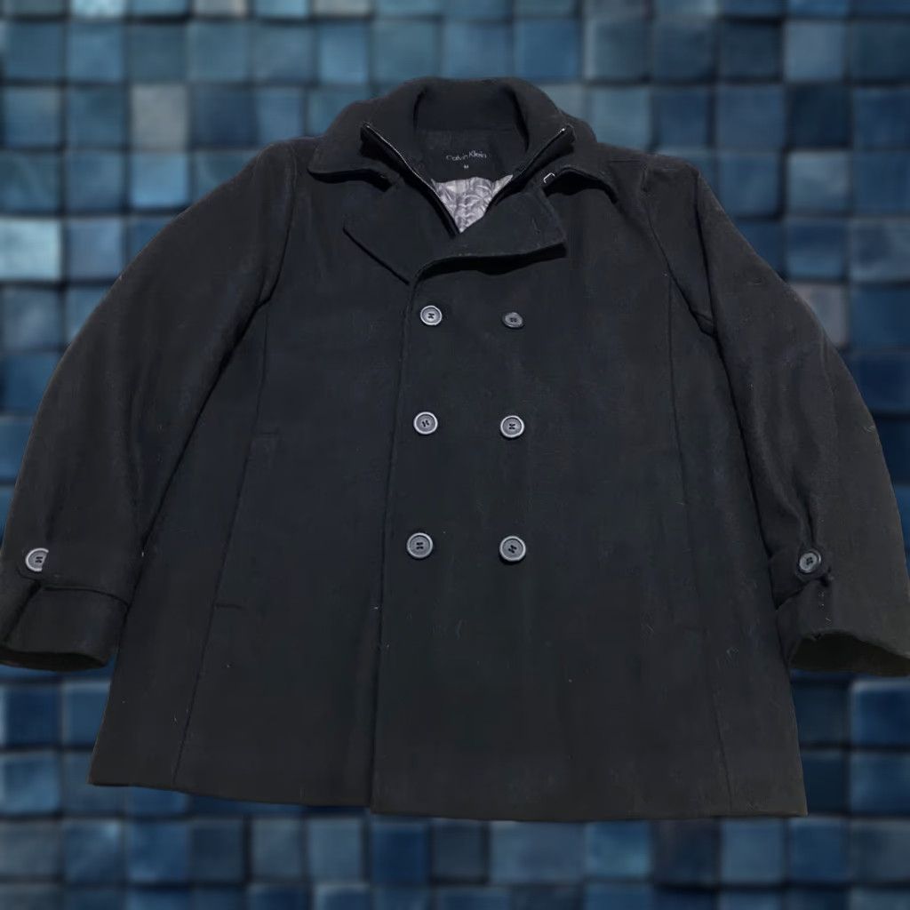 Calvin Klein Calvin Klein Mens Jacket Black Wool Blend Overcoat Zip Mid-Length Lined Quilted Button Front City Classic Designer 90s? Size US M / EU 48-50 / 2 - 1 Thumbnail