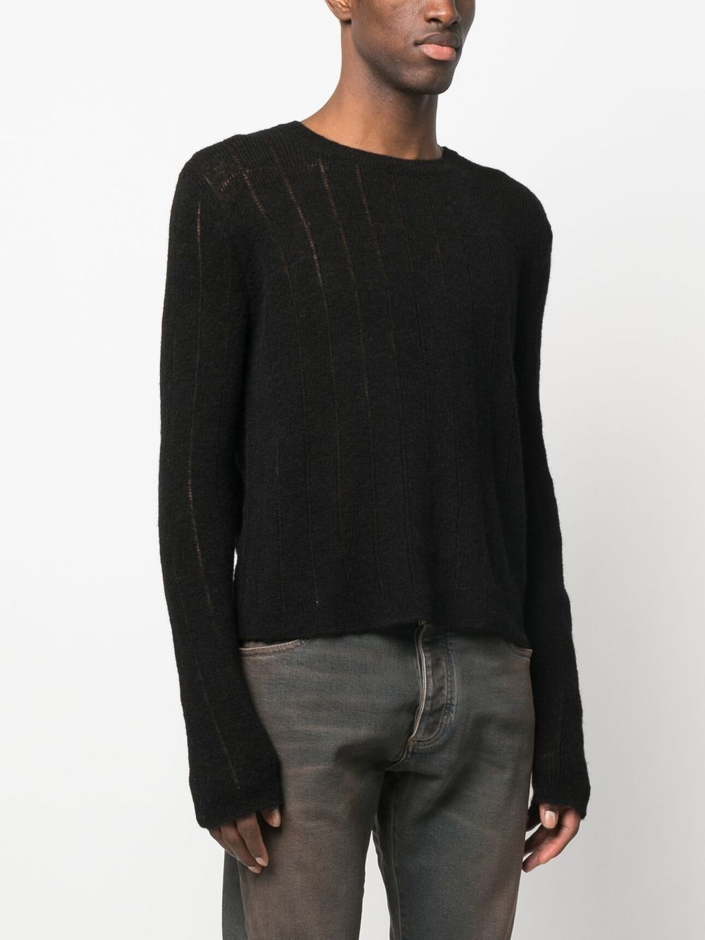 Saint Laurent Paris Saint Laurent Openwork Knit Sweater -- Black Alpaca Size US L / EU 52-54 / 3 - 5 Thumbnail