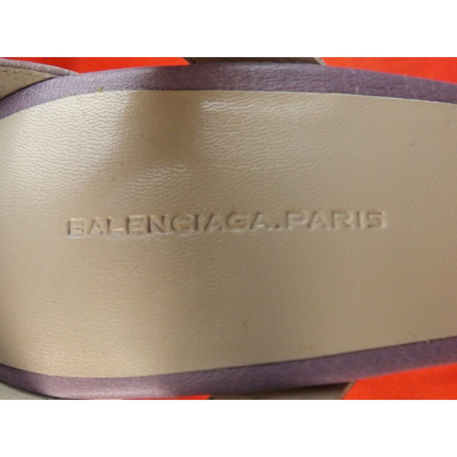 Balenciaga BALENCIAGA ARENA LAVENDER LEATHER WEDGE STUDDED SANDALS 40 Size US 10 / IT 40 - 11 Thumbnail