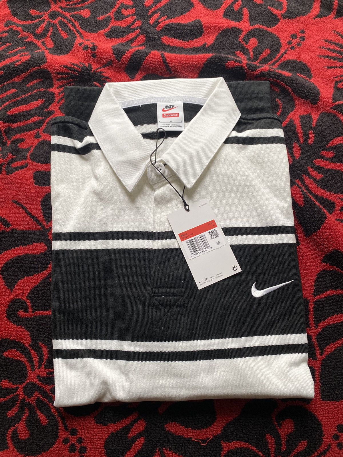 Nike × Supreme Supreme Nike Stripe Rugby Black Large | Grailed
