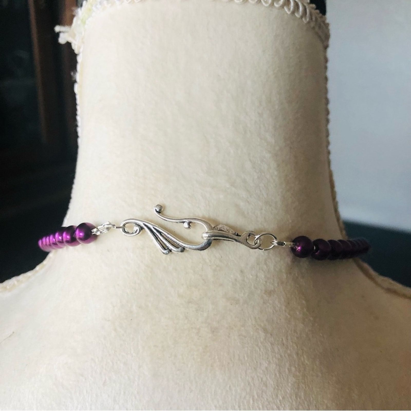 Handmade Handcrafted repurpose genuine amethyst slab Pearl necklace Size ONE SIZE - 8 Thumbnail