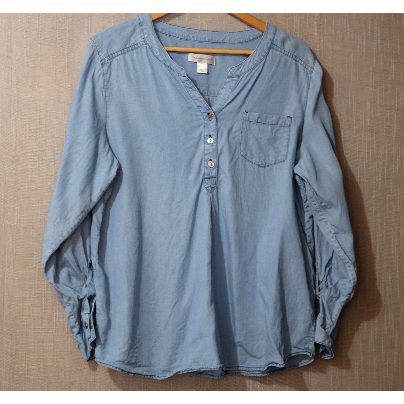 Vintage Christopher & Banks Chambray Top Long Sleeve Blue Button-Up Women's L Size L / US 10 / IT 46 - 2 Thumbnail