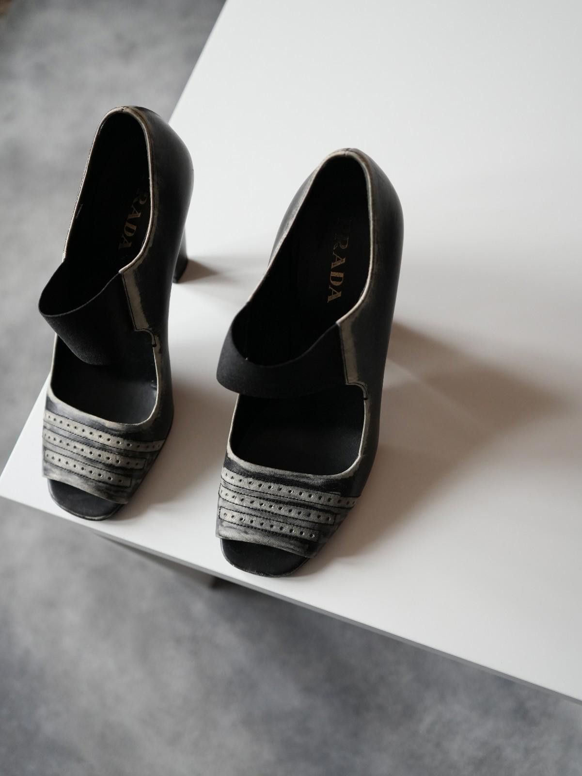Prada FW 2007 Prada Distressed Leather Strap Open Toe Heel Pumps Size US 7 / IT 37 - 4 Thumbnail