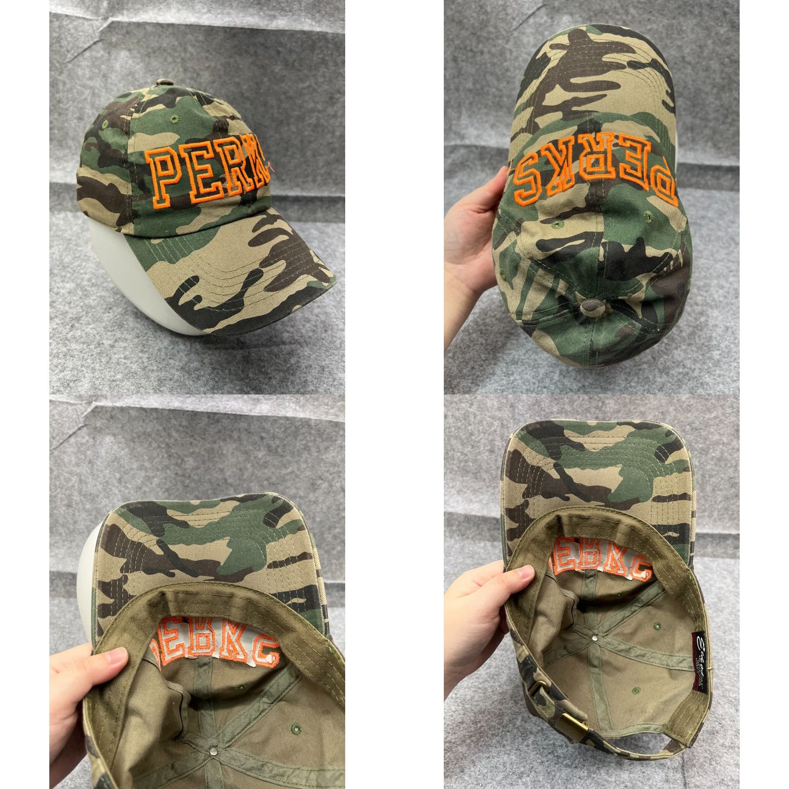 Vintage Ethos Hat Cap Adjustable One Size Orange Green Camo 100% Cotton Men Baseball Cap Size ONE SIZE - 8 Thumbnail