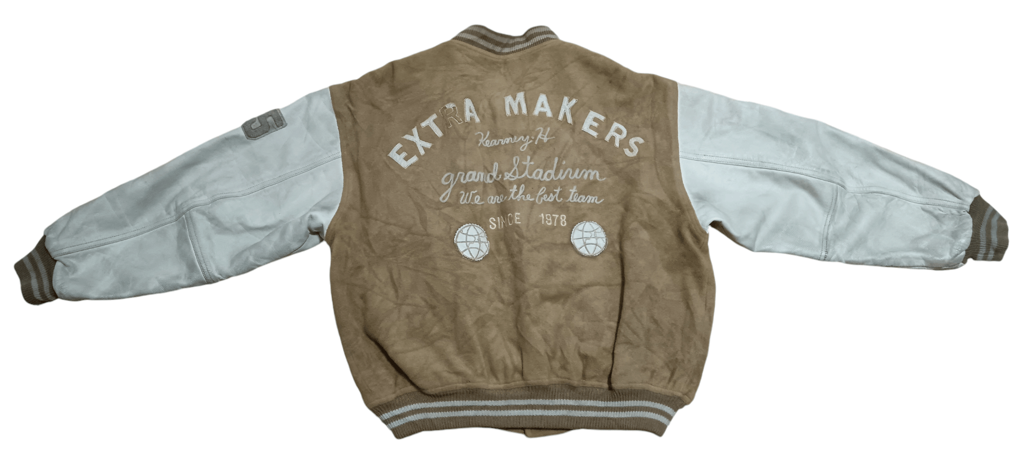 Japanese Brand × Vintage CRAZY VINTAGE KEARNEY HOUSE LEATHER SLEEVE VARSITY JACKET Size US M / EU 48-50 / 2 - 4 Thumbnail