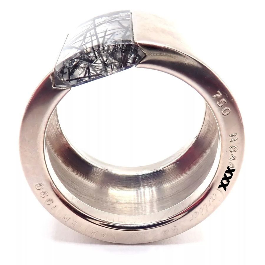 Cartier Cartier 18k White Gold Rutilated Quartz Wide Band Ring Size ONE SIZE - 5 Thumbnail