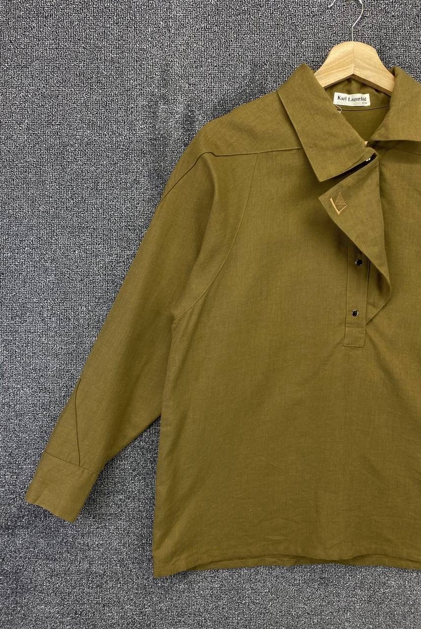 Karl Lagerfeld Vintage Karl Lagerfeld Army Green Blouse Size M / US 6-8 / IT 42-44 - 3 Thumbnail