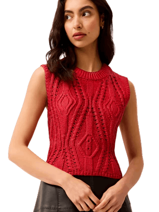 Marie Oliver Red foiled cable-knit sweater Size S / US 4 / IT 40 - 1 Thumbnail